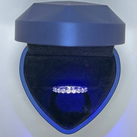 Moissanite Diamond Eternity Wedding Ring Anniversary Band Brilliant GRA Size 8 - Picture 8 of 11